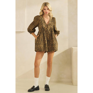 Leopard Denim Romper