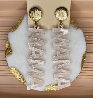 Light Pink Acrylic “Mama” Earrings