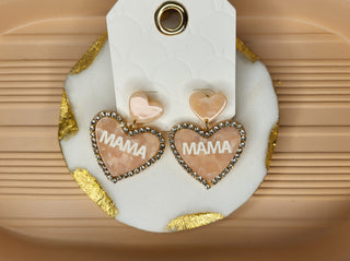 Light Pink “Mama” Heart Earrings