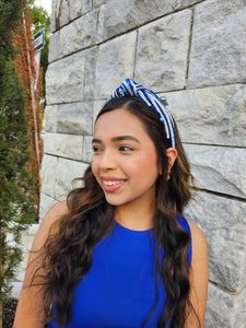 Striped Blue And White Headband