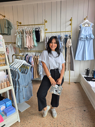 Robin Cropped Tee- Grey