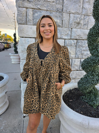Leopard Denim Romper