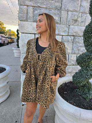Leopard Denim Romper