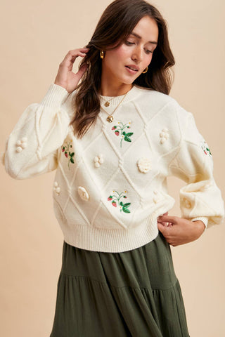 Sweeter Than Berries Sweater -Cream