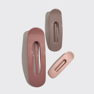 3pc Flat Lay Claw Clips - Glossy Terracotta