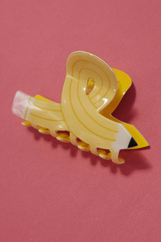 BACK TO SCHOOL TEACHER PENCIL HAIR CLAW CLIPS-Yellow