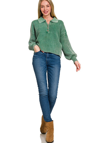Henley Sweater-Green