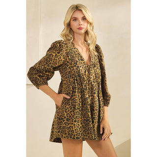 Leopard Denim Romper