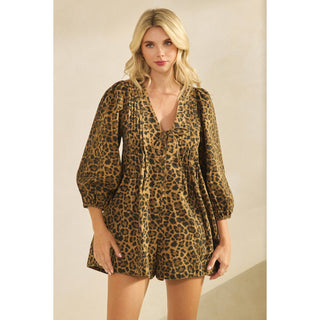 Leopard Denim Romper