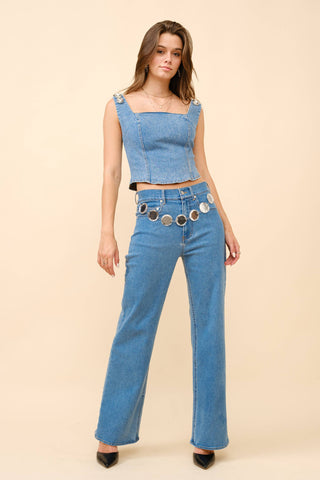 Crystal Corset Denim Top