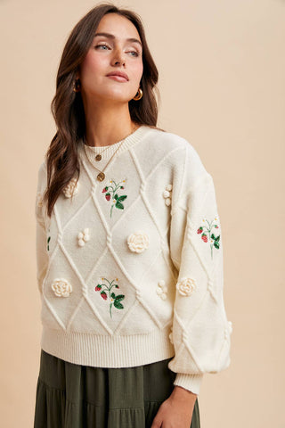 Sweeter Than Berries Sweater -Cream