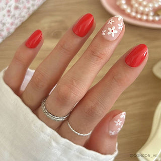 Red Blossom Press-On Nails
