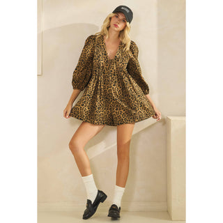 Leopard Denim Romper