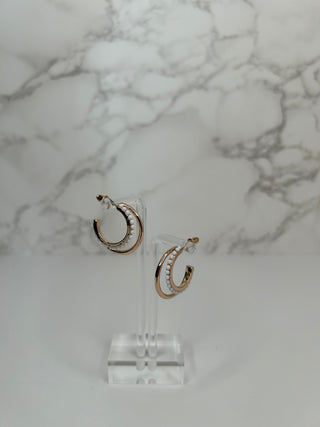 Mini Gold Pearl Hoops