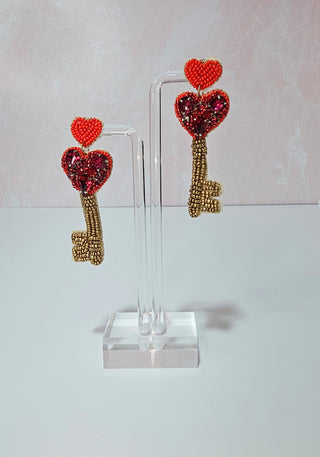 Heart Key Earrings