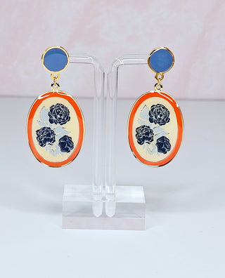 Orange Floral Earrings