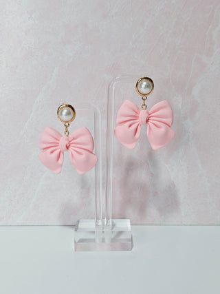 Pauline Bow Earrings- Light Pink