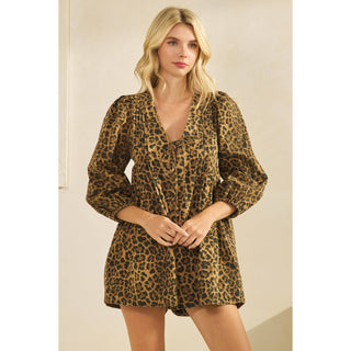 Leopard Denim Romper