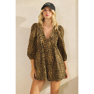 Leopard Denim Romper