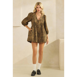 Leopard Denim Romper