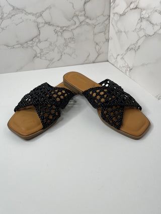 Knotted twisted Sandals -Black