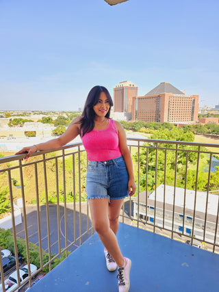 Hot Pink Ribbed Tank