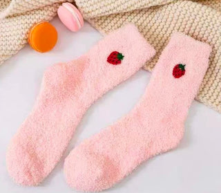 Berry Fuzzy Socks