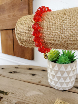 Red Orange Crystal Bracelet