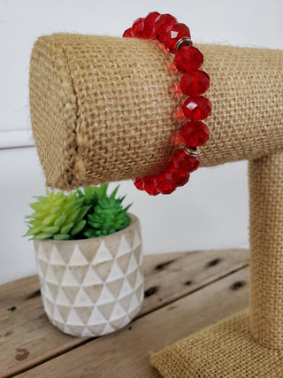 Clear Red Crystal Bracelet