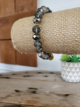 Clear Charcoal Crystal Bracelet