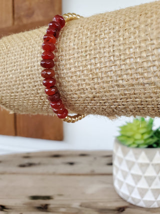 Red Orange Half Stone Bracelet