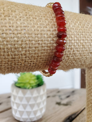 Red Orange Half Stone Bracelet