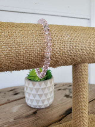 Clear Pink Crystal Bracelet