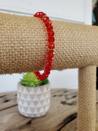 Clear Bright Red Crystal Bracelet