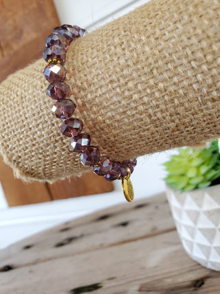 Clear Eggplant Crystal Bracelet