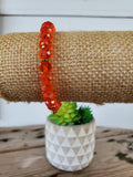 Clear Dark Orange Crystal Bracelet