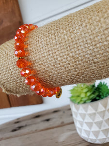 Clear Dark Orange Crystal Bracelet