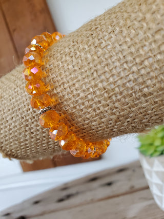 Clear Orange Crystal Bracelet