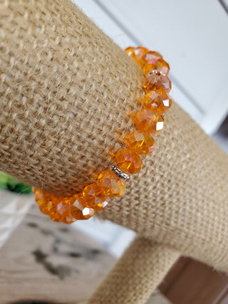 Clear Orange Crystal Bracelet