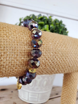 Clear Eggplant Crystal Bracelet