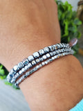 Silver Cubic Hematite Bracelet