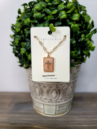 Pink On The Cross Necklace