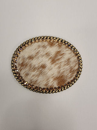 Brown Spotted Cowhide Belt Buckle