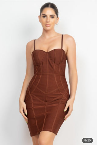 Cognac Geometric Bodycon Dress