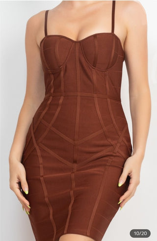 Cognac Geometric Bodycon Dress