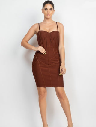 Cognac Geometric Bodycon Dress